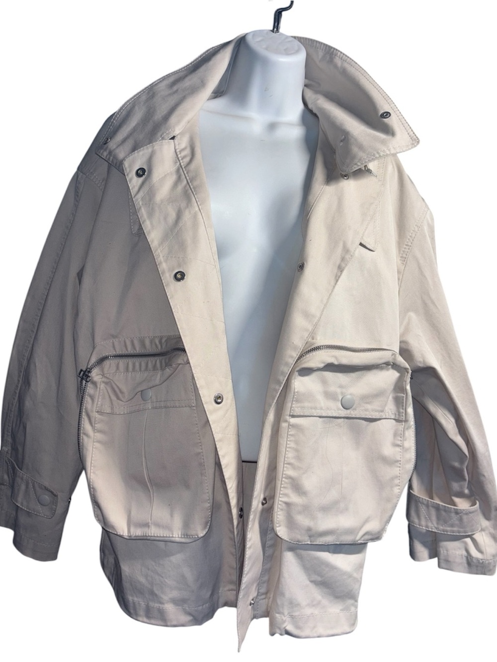 ZARA POCKET PARKA LIMITED EDITION Oversized Utility Jacket Beige Tan Size Small
